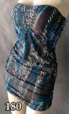 Vestido Tomara que caia estampa marrom e azul.